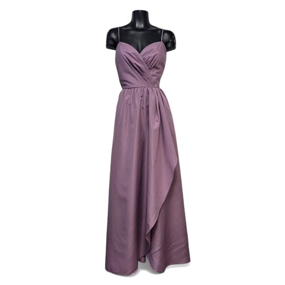 Vintage EVE OF MILADY Lavender Satin Prom Gown 1970s ILGWU - Picture 1 of 12